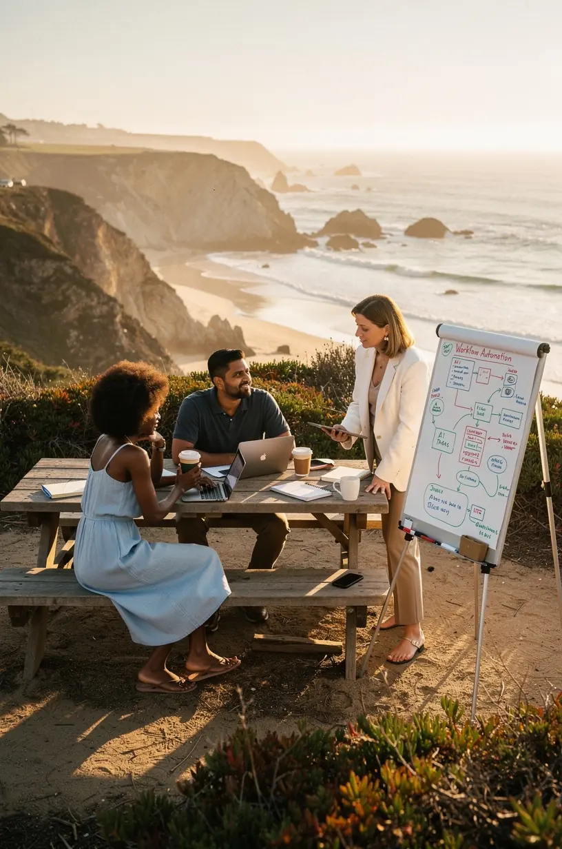 Graphic showing interconnected icons representing business and personal process automation.